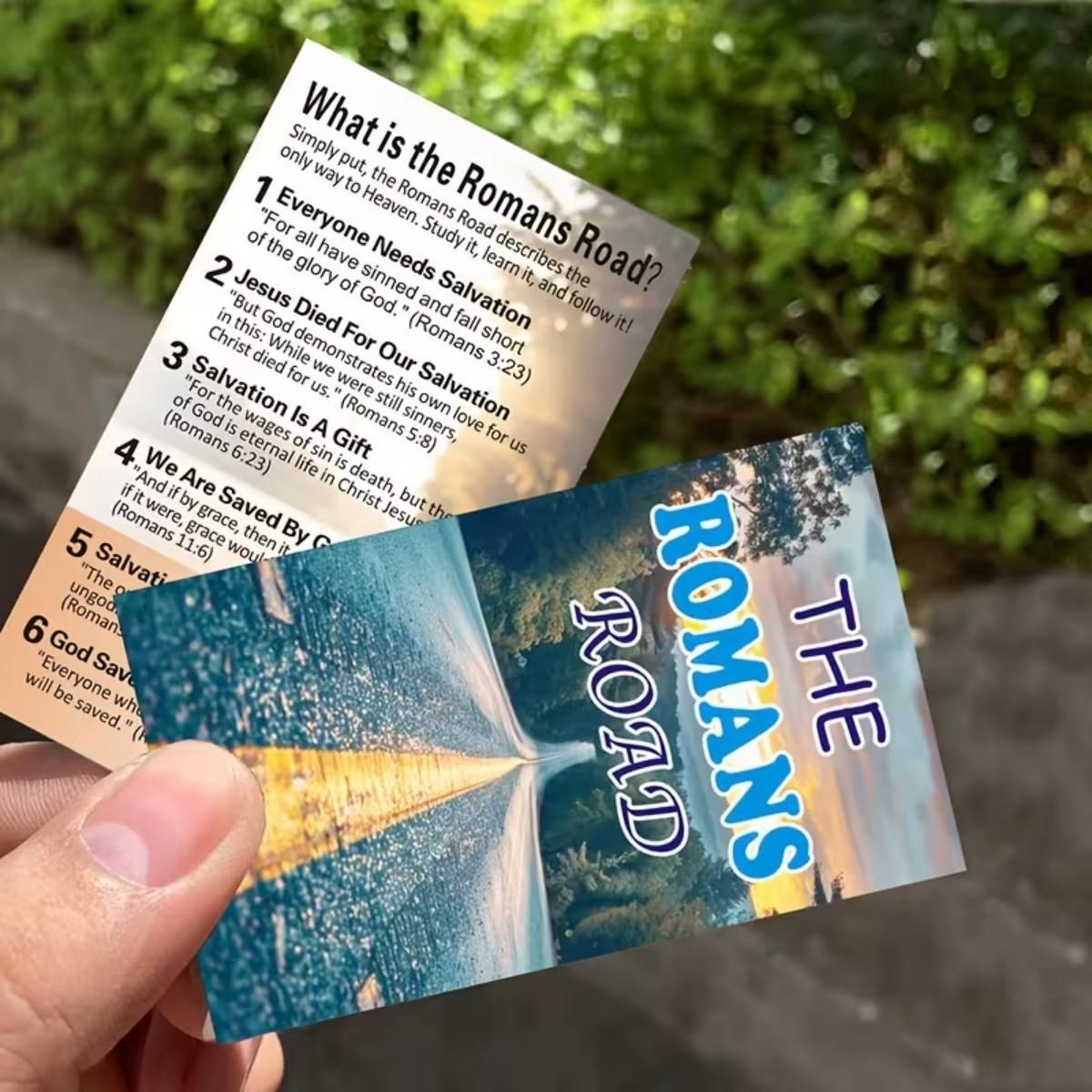 100 Gospel Tracts, Salvation Cards, Pocket Prayer Postcards, Christian Inspirational Bible Verse Gifts(Matte Finish — The Roman Road)Suitable for Wallet Plans, Bookmarks, And Outreach to Christian Youth of gift。