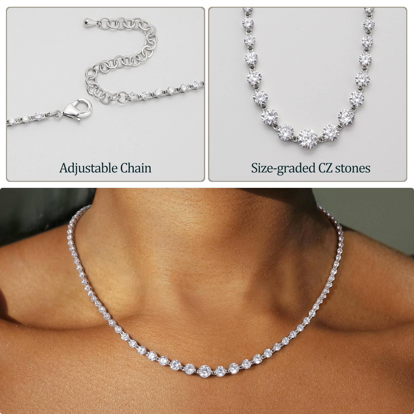 14K Gold Plated Tennis Necklace | Adjustable 16–18 Inch Dainty CZ Chain | Perfect Christmas Gift & Black Friday Deal 14K Gold Plated Tennis Necklace | Adjustable 16–18 Inch Dainty CZ Chain | Perfect Christmas Gift & Black Friday Deal