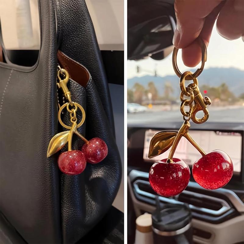 Cute Cherry Pendant Design Keychain, His and Hers Gifts, Fashionable Metal Keychain for Women & Men, Trendy All-match Keychain for Birthday Gift, Charms, Girlfriend Gifts, Trendy All-match & Exquisite Keychain for Birthday Gift