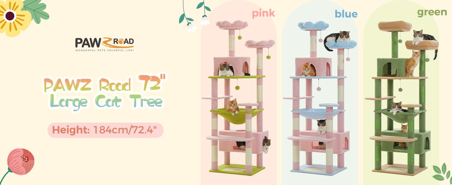 PAWZ Road Large 72 Inches Flower/Cactus Cat Tree & Tower for Indoor Cats with Sisal-Covered Scratching Posts Padded Perches Condos & Basket Gray/Dark Gray/Beige Vertical Scratcher 8-Level Structure PAWZ Road Large 72 Inches Flower/Cactus Cat Tree & Tower for Indoor Cats with Sisal-Covered Scratching Posts Padded Perches Condos & Basket Gray/Dark Gray/Beige Vertical Scratcher 8-Level Structure