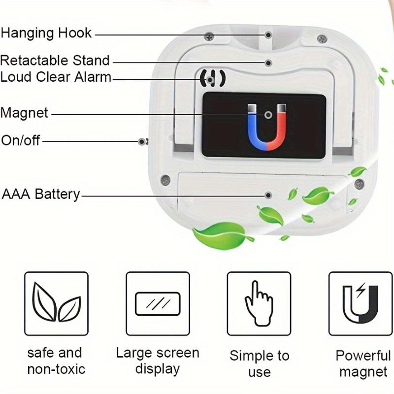1 piece, multi-function electronic timer, magnetic digital timer, Stainless steel timer, large LCD display, bell/mute switch countdown timer, widely used in breaks, cooking, gyms, timer gifts, apartment essentials, kitchen accessories