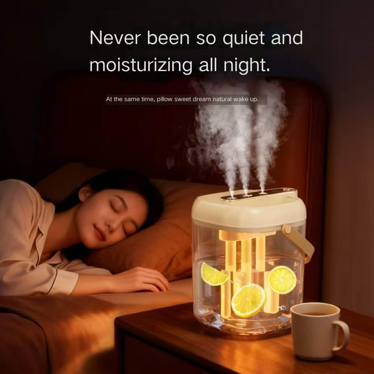 2L Large Capacity Humidifier with Three Spray Nozzles, Smart Display, Ai Moisture Control, Quiet Operation, Ideal for Living Room, Bedroom, Office