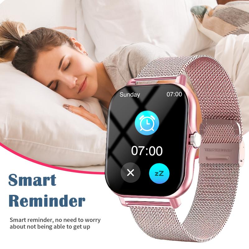 Smartwatch, Fitness Smart Watches - 2026 Unisex, Wireless Connection & Answer/Make Call, Pedometer Fitness Tracker, Steps/Calories Counter, Multiple Sports Modes, Sedentary Reminder & Message Push, Alarm Clock, Remote Music Playback