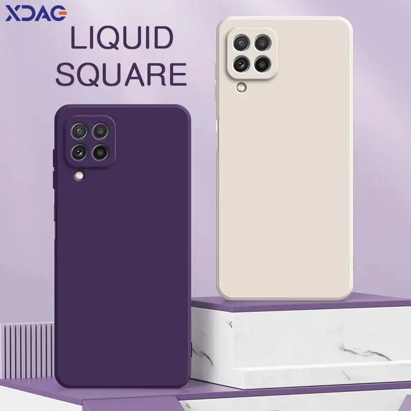 Square Liquid Silicone Back Cover for Samsung Galaxy A22 4G A42 5G Soft Camera Protective Waterproof Phone Case SamsungA22 Funda