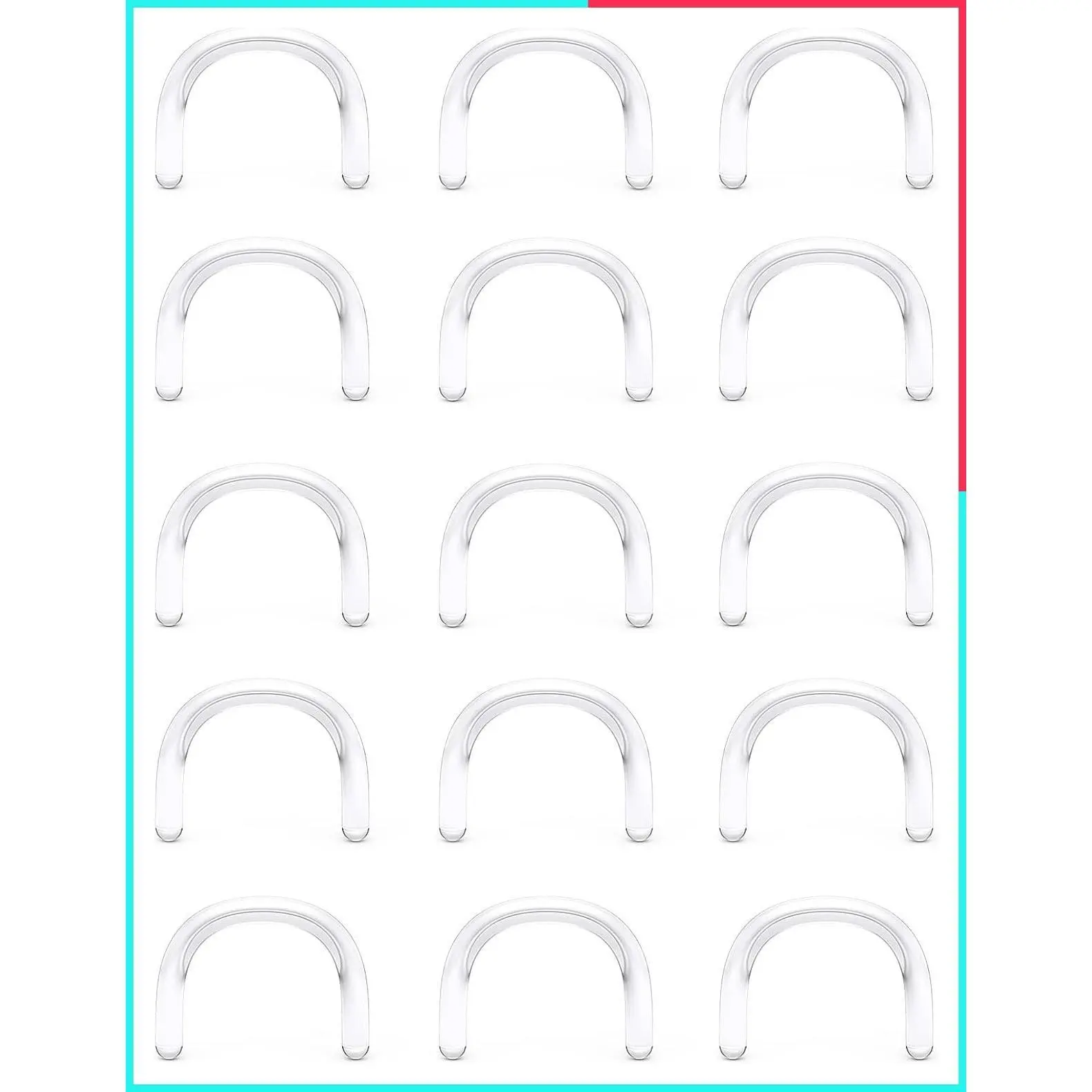 16G 14G 12G 10G 8G 6G 4G 2G Plastic Septum Retainer Stretching Kit - Hypoallergenic U-Shape Septum Rings & Pincher Piercing Retainers for Surgery, Work, Sport