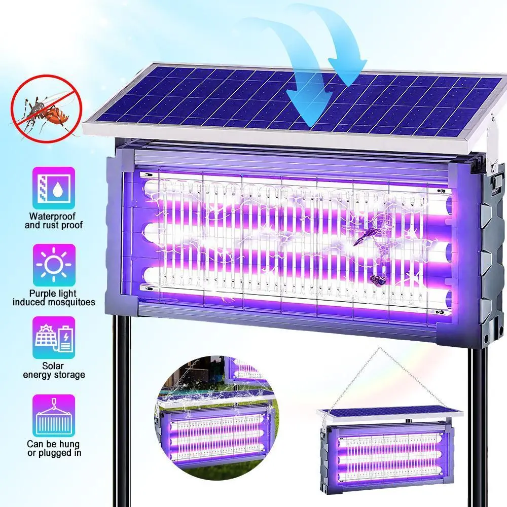 【Clearance Sale】Solar Mosquito Killer Lamp Outdoor – 20W High-Power Waterproof Insect Zapper with 3 Tubes, Dual Charging, 6000mAh Battery for Garden, Yard, Farm, Patio,summerwins,dorm essentials,home essentials