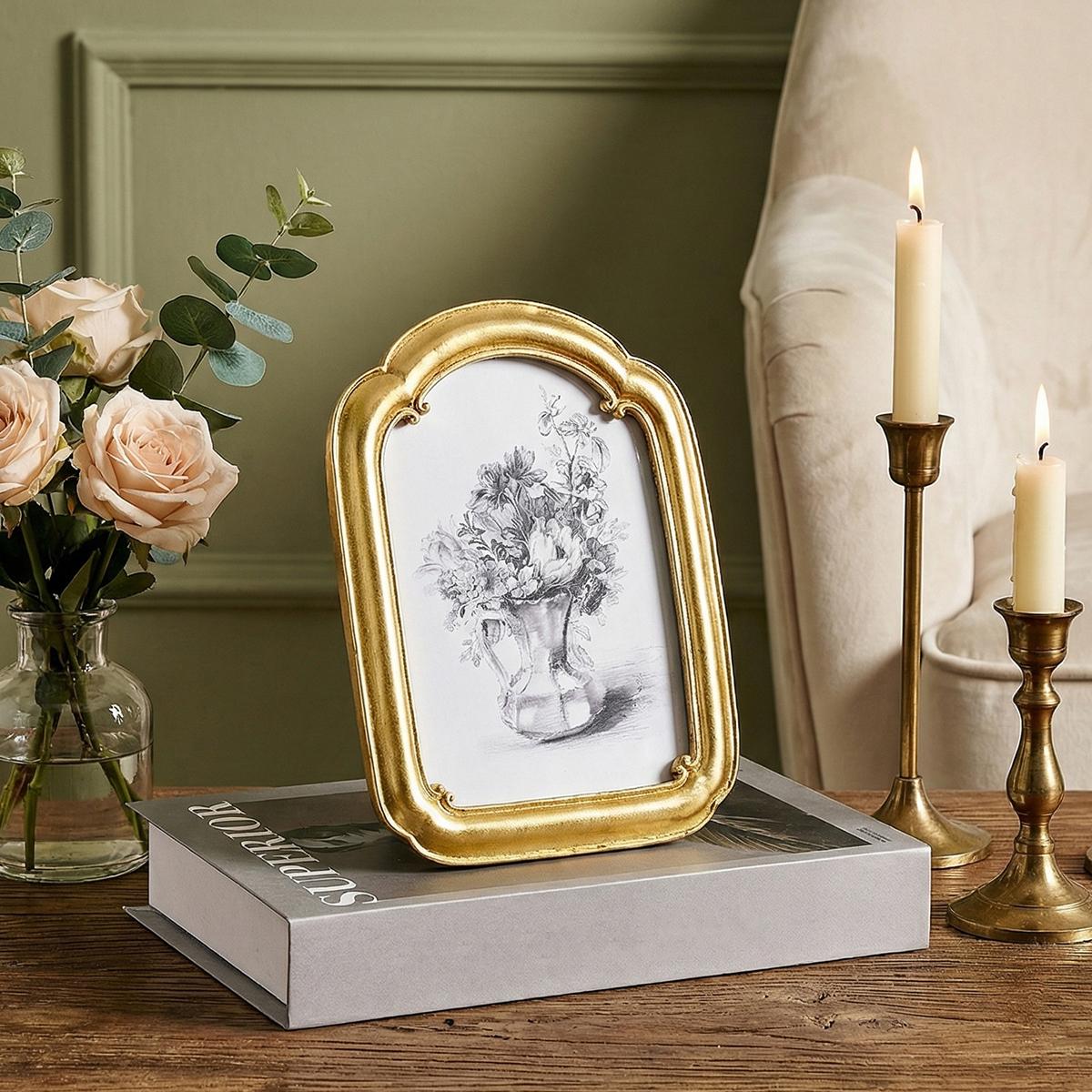 Resin Material Silver Color Border Curved Door Decorative Frame, Multi-Color Options, Simple Home Desktop Decoration