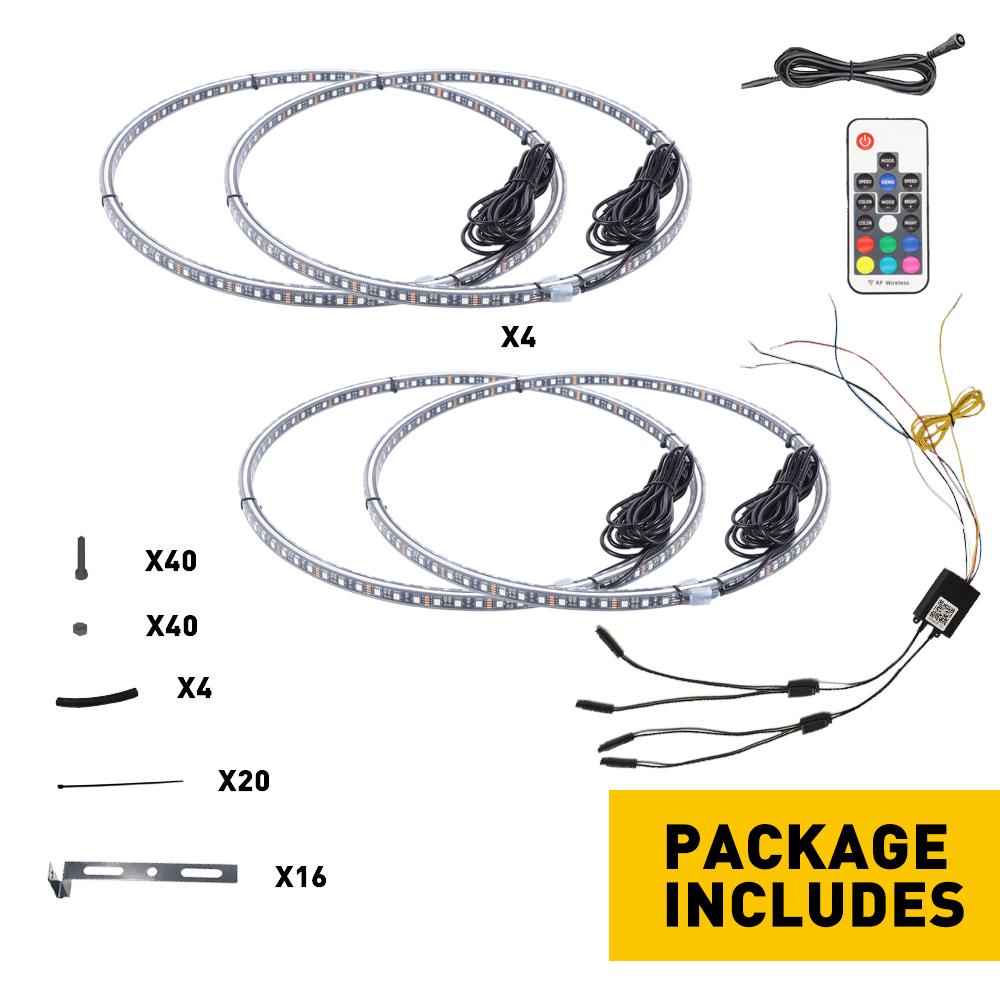 17.5" RGB & Chasing Flow Double Row LED Wheel Ring Rim Lights For Truck Car set 17.5" RGB & Chasing Flow Double Row LED Wheel Ring Rim Lights For Truck Car set