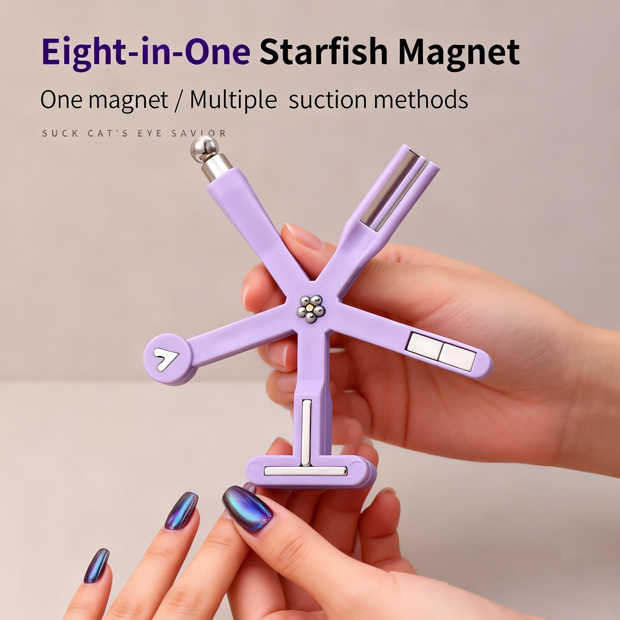 8-IN-1 Multi-Function Strong Magnetic Stick For Cat Eye Gel Polish Nail Magnet Tool Magnet Pen Nails Art Design Glitter Effect Magic Manicure Tools Professional & DIY Manicure Pedicure, Nail Accessories, Professional Salon Quality Multifunctional Magnet