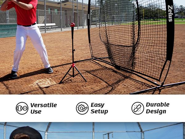 【SpringStatements】ZELUS 7x7ft Baseball Net | Baseball Softball Practice Net with Tee, Baseballs and Carry Bag for Batting Hitting and Pitching,Backyard,all seasons,family sport,gift idea,lawn games,Summer Sports,Outdoorfun Training Equipment