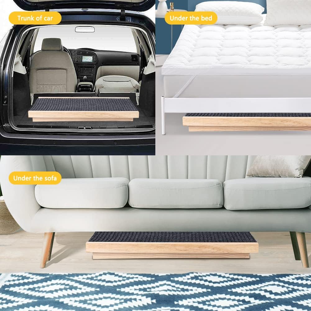 Pet Dog Ramp Wooden Portable Folding Pet Ramp for All Dogs and Cats 27.5" Long Adjustable from 12” to 16” Up to 110Lbs Dog Ramps for Bed Couch Car