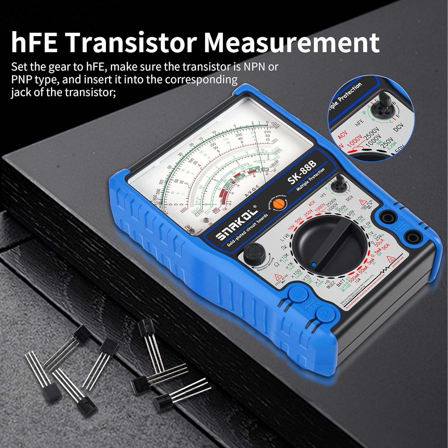 Analog Multimeter Tester, Analog Voltmeter Multimeter, Fieldpiece Multimeters for 2500V,DC Current 10A,RX 10K, Tester, Diode/LED Testing,Live and Remote Detection Analog Multimeter Tester, Analog Voltmeter Multimeter, Fieldpiece Multimeters for 2500V,DC Current 10A,RX 10K, Tester, Diode/LED Testing,Live and Remote Detection