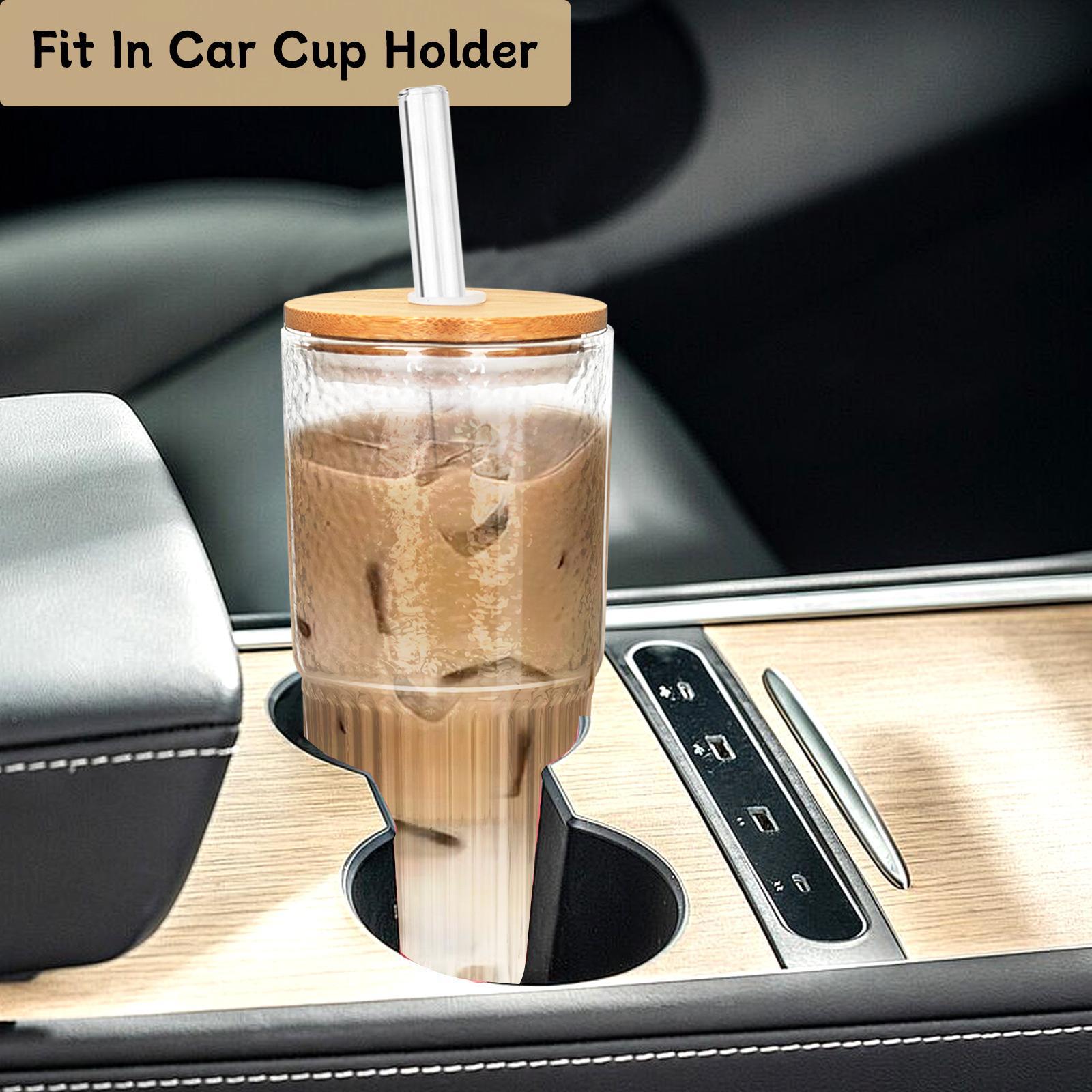 ONEHAUS 2 Packs 20oz Glass Tumblers Set With Lids and Glass Straws, Ice Coffee Cups, Cute Bottles, Mug for Juices and Soda, Drinkware, Holiday Gift, Water Bottle Bamboo Reusable