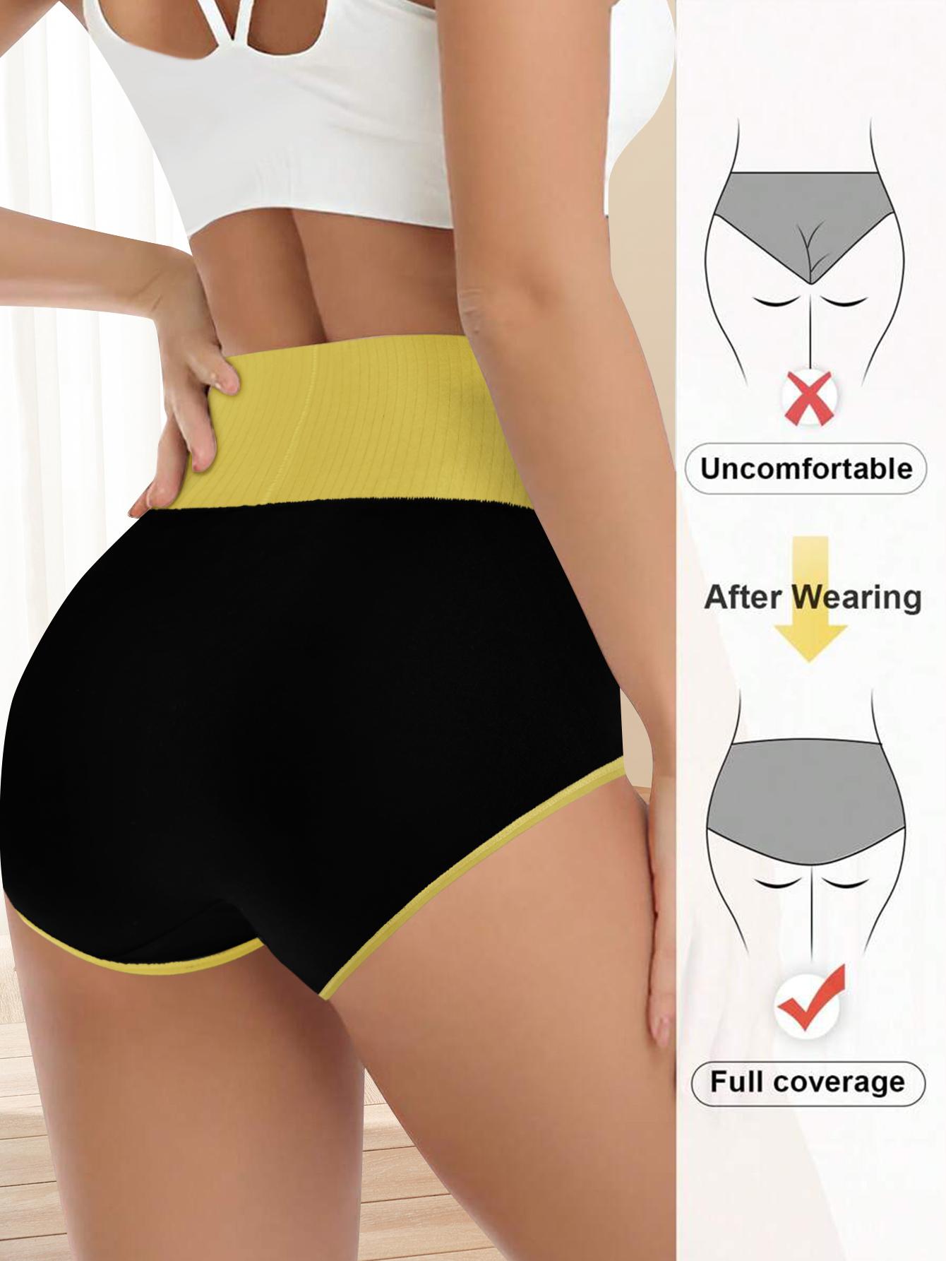 QUASTI 5 Packs High-Wais Tummy Control Briefs for Women,Soft Comfy Breathable Panties for Daily Wear,Contrast Colors High Elasticity Briefs Set,Mixed Colors Coverage Body Shaping Briefs for Womenswear, S-XXL SpringStatements