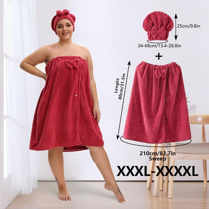 Extra-Large Bath Skirts Set, 2 Counts Adjustable Bathrobe & Shower Cap, Thickened Bathrobe Bath Towel, Ideal for Home Use, Travel, Sauna, and Spa, Towels