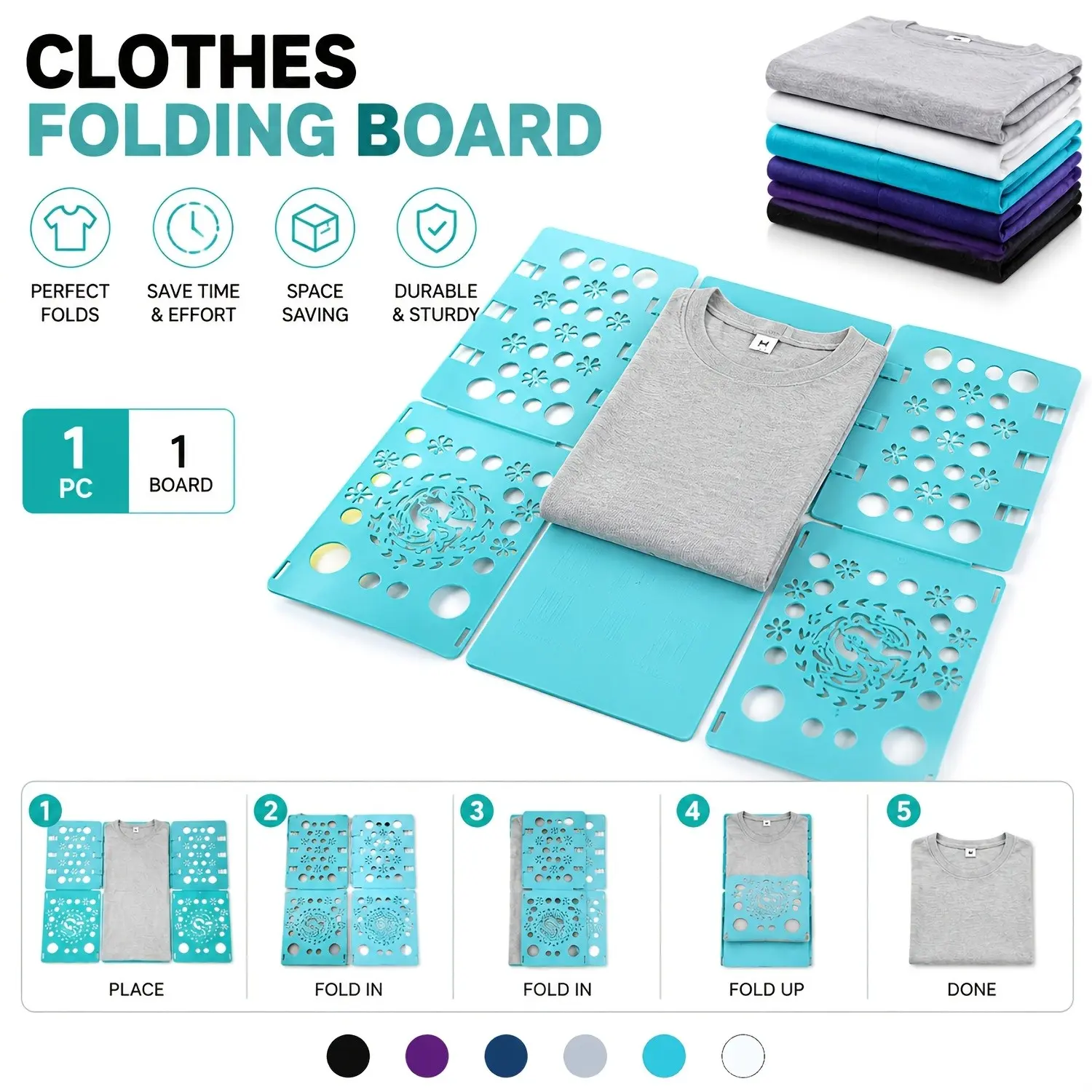 Folding Board for Clothes – Easy T-Shirt, Shirt & Pants Folder, Space-Saving Laundry Organizer for Closet, Lightweight & Portable Home Storage Helper