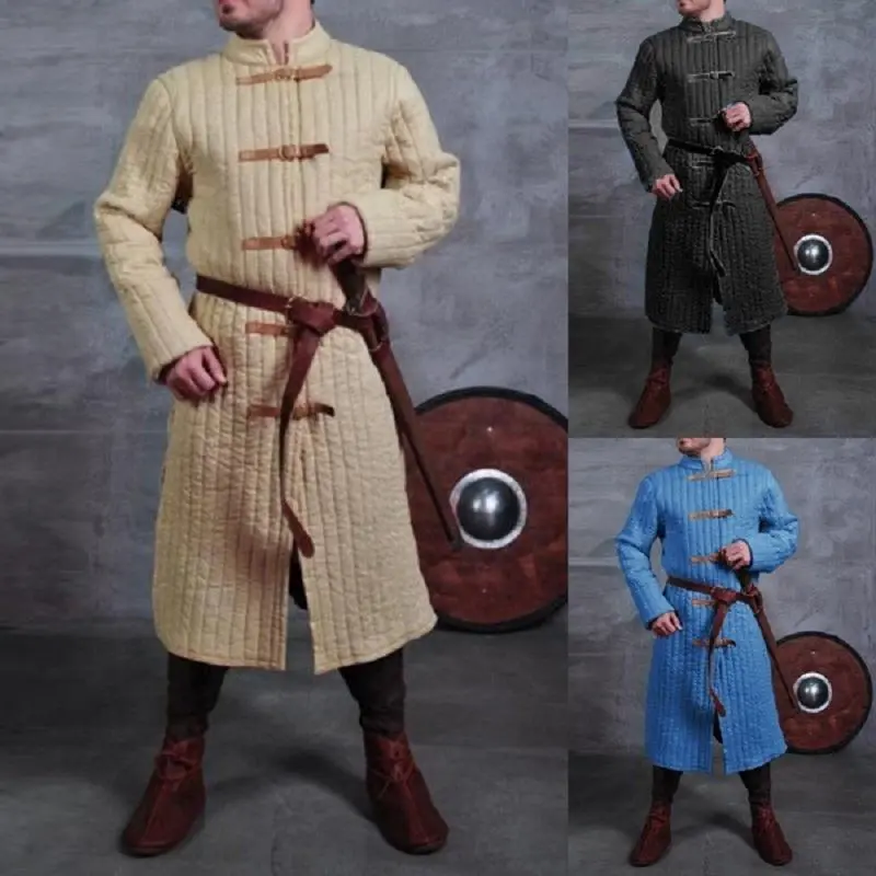 Mens Geometric Multi-Size 4XL-5XL Medieval Warrior Knight LARP Costume - Gambeson Doublet Armor Coat, Cosplay Battle Aketon Menswear Cardboard Cutout Home Decor