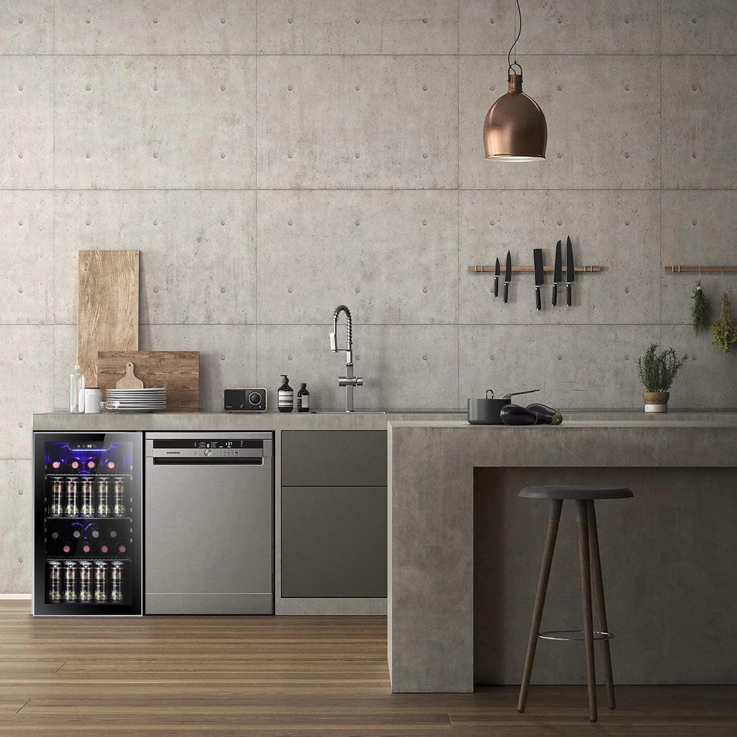 Antarctic Star Beverage Refrigerator Cooler 0.64-4.5Cu.ft 24-145 Can Wine Cooler Cabinet Mini Wine Cellar Beer Soda Clear Glass Door Bar Fridge Quiet Compressor Adjustable Temp Freestanding Indoor Use for Home Office Bar Freezer Box Durable