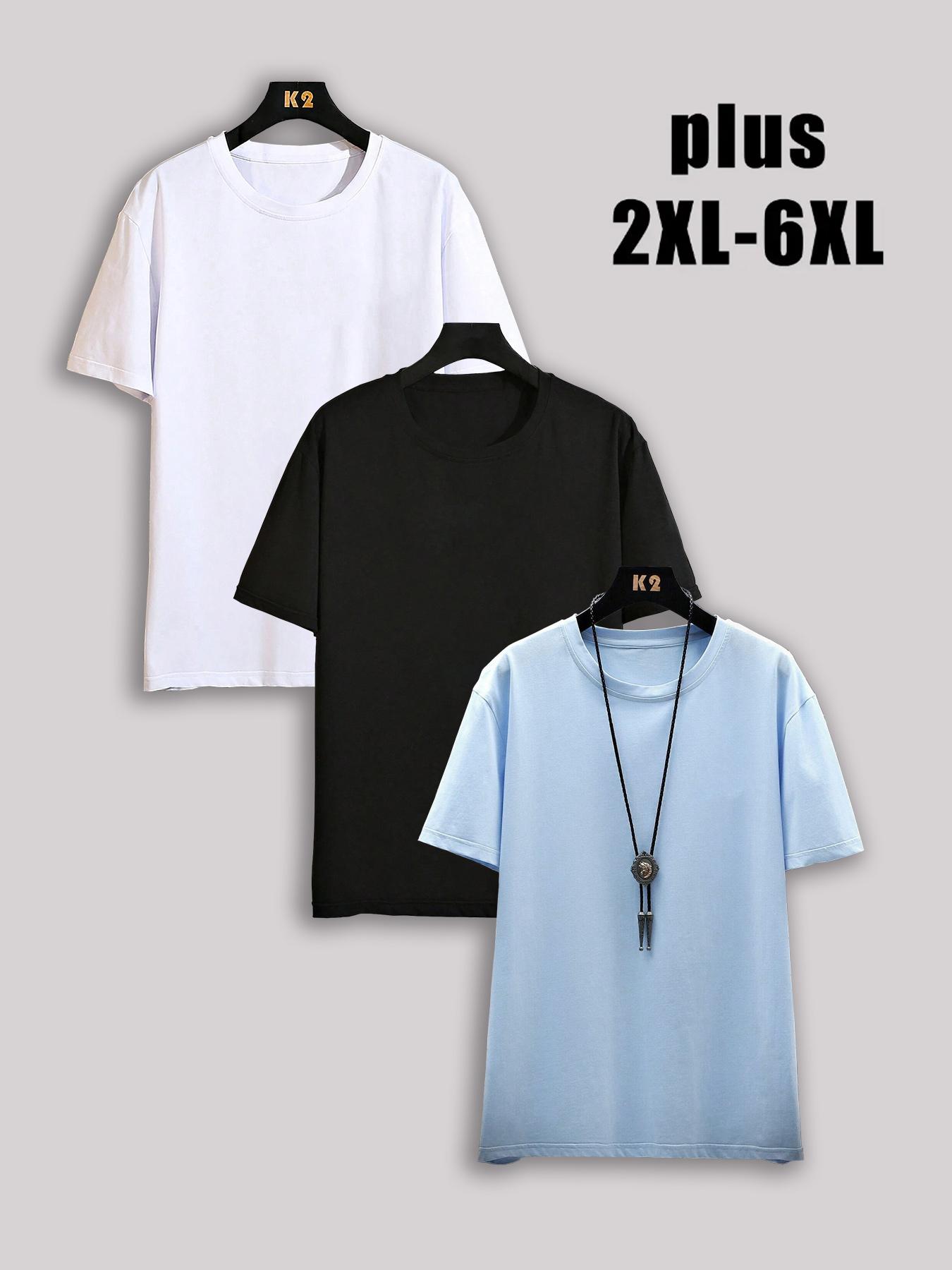 Men's Plus Size Solid Drop Shoulder Short Sleeve Tee, Casual Basic Round Neck T-shirt for Daily Wear, Men's Plus Size Clothes for All Seasons