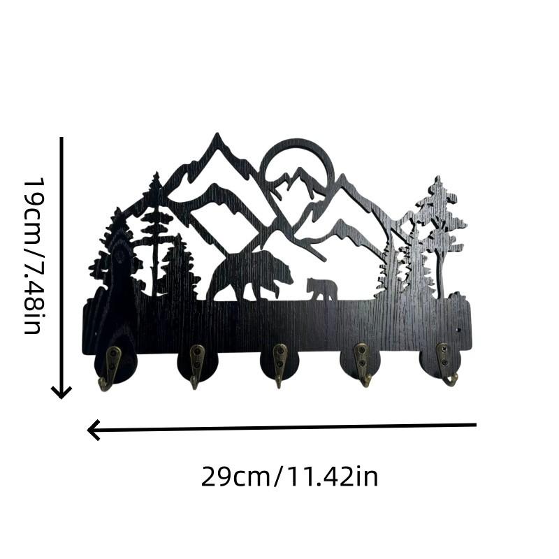 Wooden Key Hook, Forest Theme Wall-Mounted Storage Rack, Ideal for Entryway, Front Door, Kitchen, Hallway, Garage, Office
