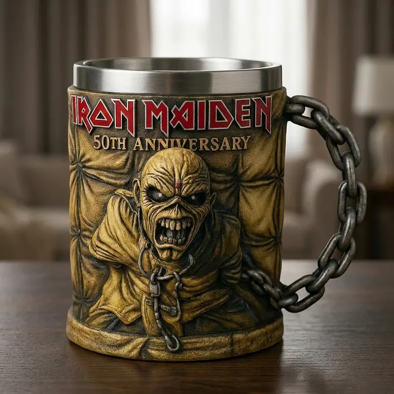 Iron Maiden 50th Anniversary Eddie 3D Mug Cup Rock Band Collectible, Perfect Gift for Fans & Music Lovers, Limited Edition Memorial