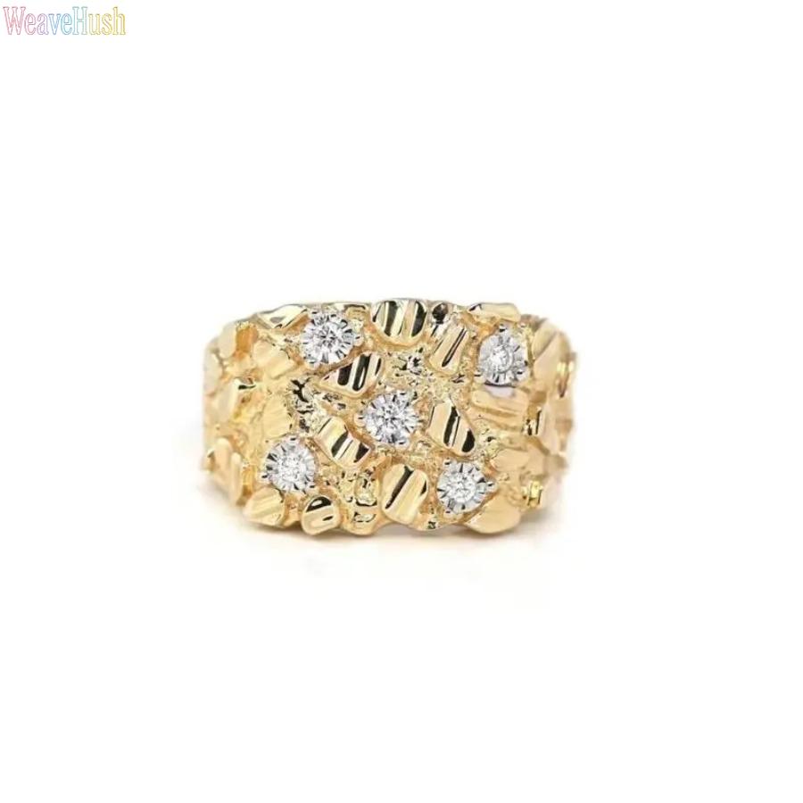 Unisex 14 Karat Gold-Plated Nugget Ring, Bold Chunky Hip Hop Beautiful Rings, Solid Durable DIY Bag Accessory for Streetwear Enthusiasts, Birthday Gifts