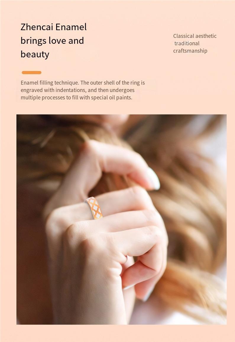 Rose Gold Enamel Rhombus Smart Ring, Blood Pressure, Oxygen, Sleep, Heart Rate, Step Counter, Waterproof, Health Monitor, Party Essential