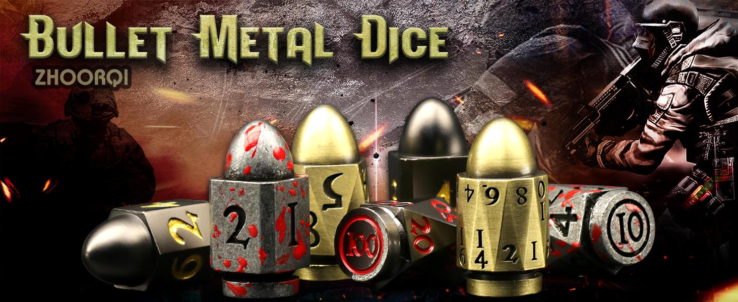Bullet Dice Set, DND Dice Metal Revolver Dice，D6 Dice Gun Dice D&D Gifts for Dungeons and Dragons, Pathfinder, Warhammer 40k or Theme Tabletop Games