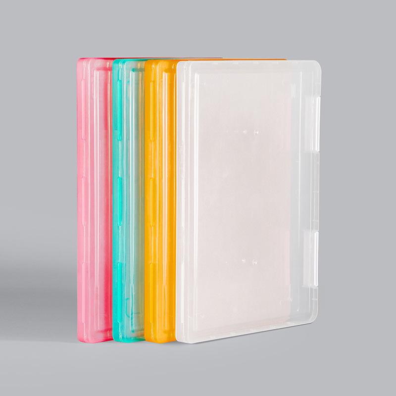 4pcs A4 Transparent Plastic File Boxes, Multi-Layer Portable Waterproof Storage Organizer, Files Organizer, Durable for Office School Home, Includes Theme Labels