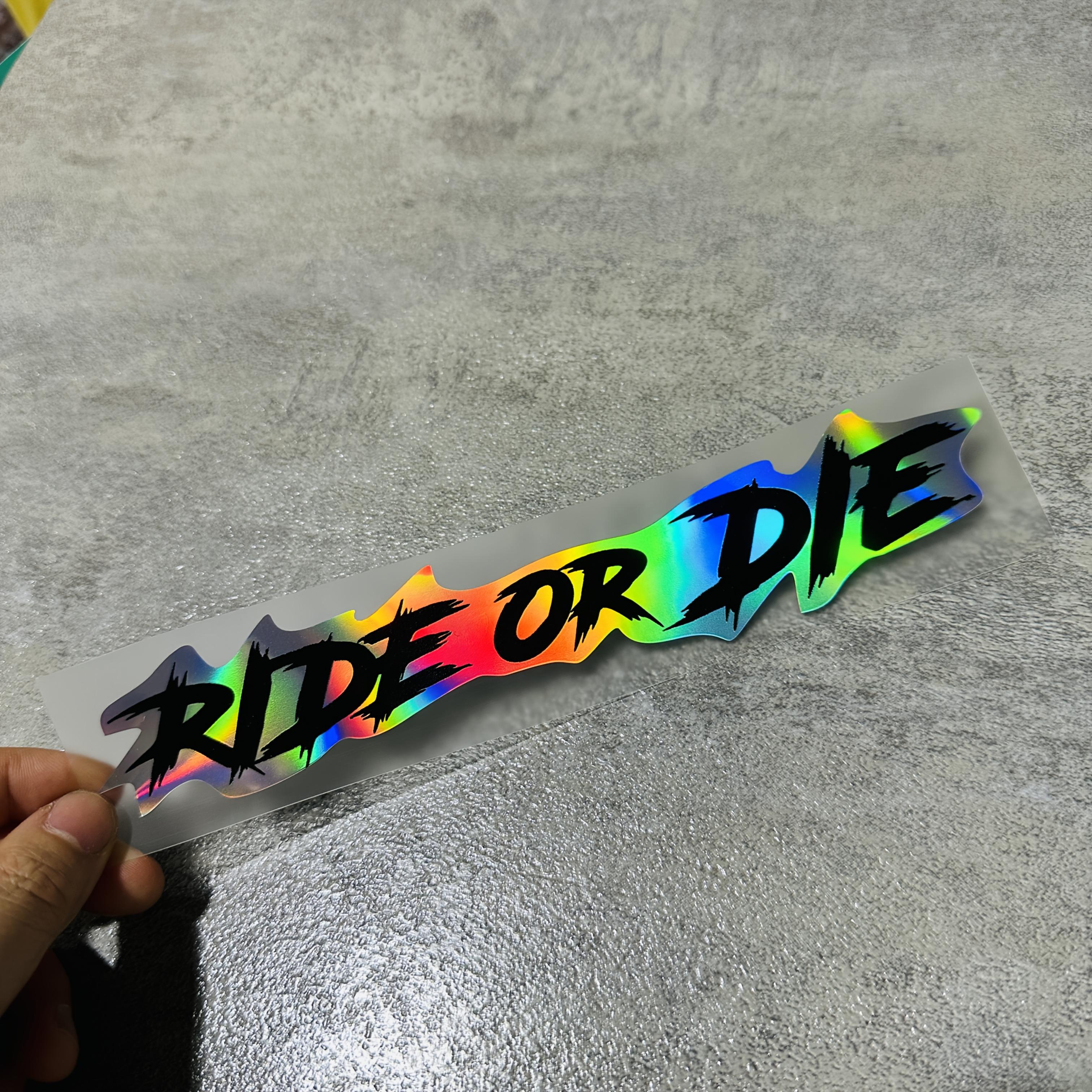 SC MOTO GN Ride or Die Lettering Sticker - Waterproof Vinyl Stickers Suitable for Motorcycle Helmets, Canned Tops, Motorcycles, and Road Vehicles - Scratch Resistant Decoration, Outdoor Use, Bright Colors, Motorcycle Accessories, Motorcycle Stickers