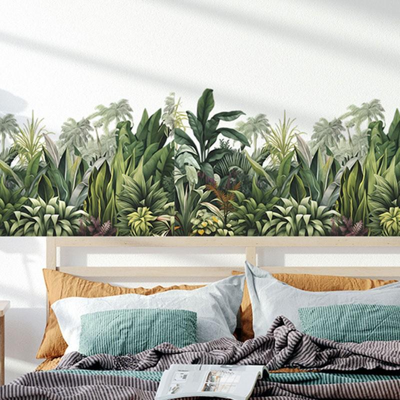 2 Pieces Tropical Greenery Wall Stickers, Self-Adhesive Removable PVC Wallpaper, Decorative Art for Living Room, Entryway, Bedroom