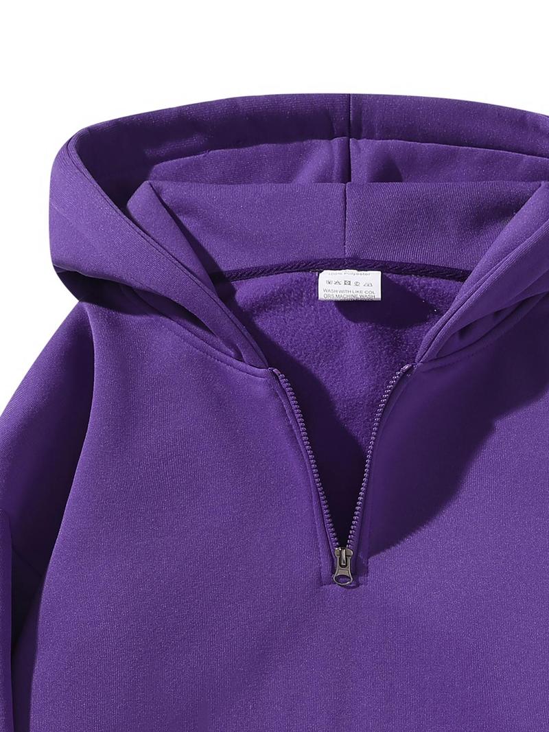 Unisex Solid Zip Up Hoodie & Drawstring Waist Sweatpants Two-Piece Set, Streetwear Tracksuit Set, Casual Long Sleeve Hooded Sweatshirt & Jogger Pants for Daily Wear, Men's Two-piece Outfits for Fall & Winter