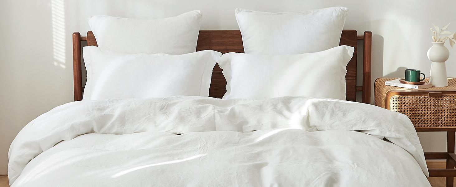 Simple&Opulence 100% Linen Duvet Cover Set, Pure Natural French Flax Purple Duvet Cover, Breathable Soft Comfy Linen Bedding Comforter Cover with Pillowcase