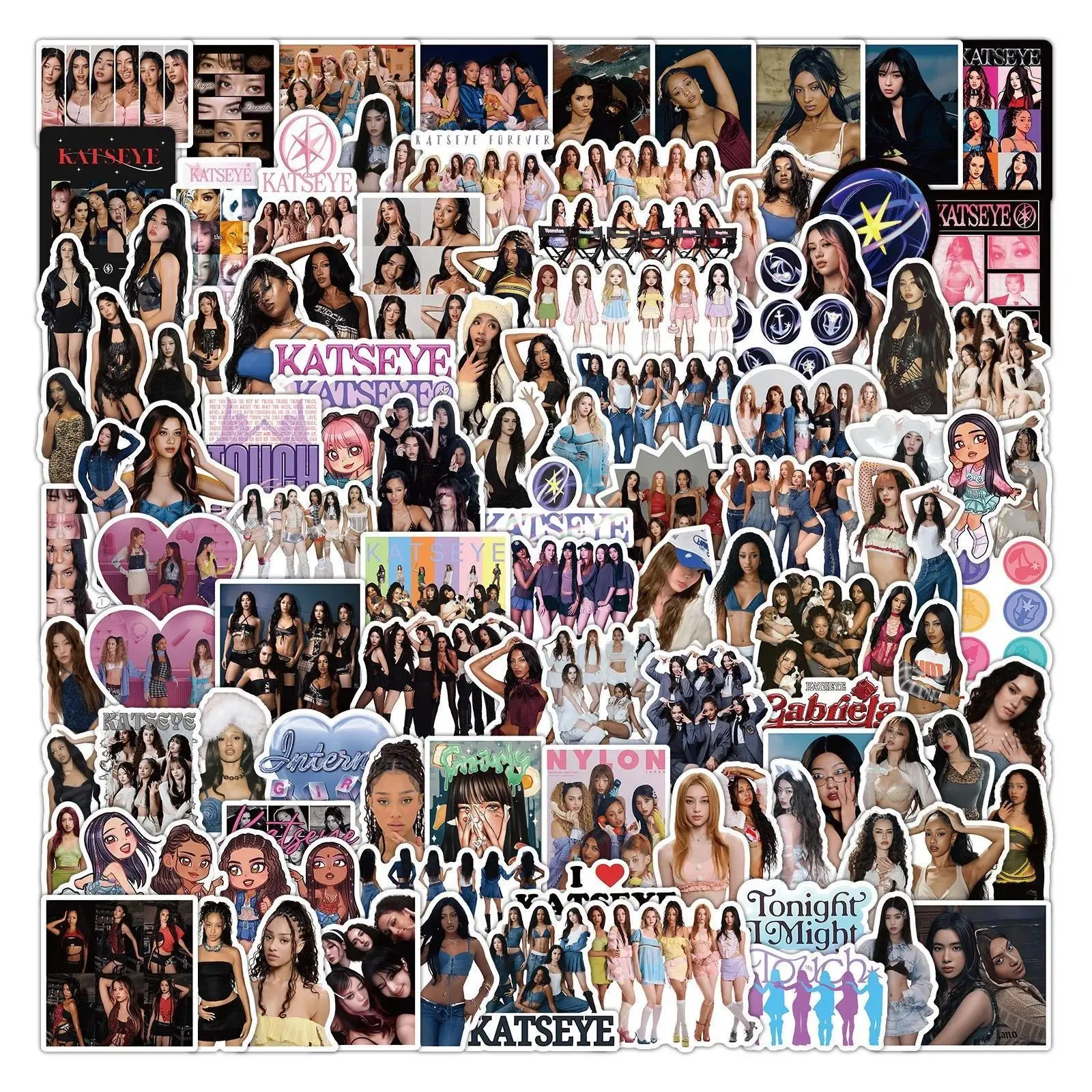 50/100pcs New Katseye Kpop Girl Group Graffiti Stickers Decoration Luggage Phone Guitar Waterproof Stickers