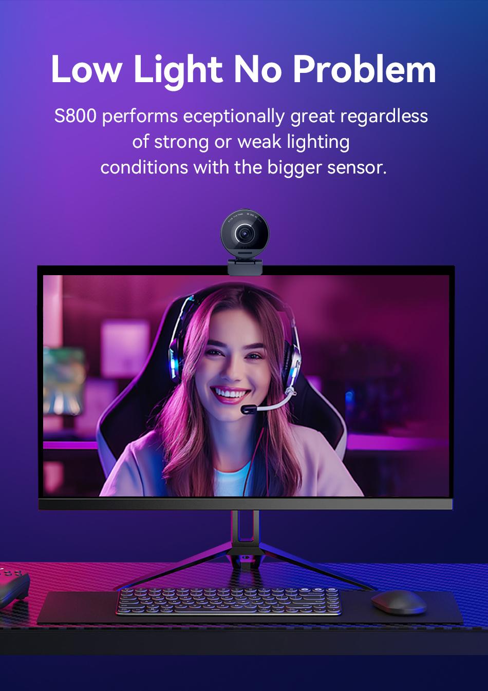 EMEET S800 4K HDR Webcam Autofocus Streaming Camera with Built-in Privacy Cover for Streaming Video Games Fathers Day Gift Laptop, TikTokShopBlackFriday