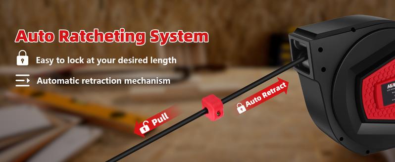 50FT Retractable Extension Cord Reel, 14AWG/3C Power Cord Reel, Wall Ceiling Mounted Electric Cord Reel for Garage Workshop, with 13AMP Circuit Breaker,3-Lighted Triple Outlets, Lighted Triple Tap, UL Listed 50FT Retractable Extension Cord Reel, 14AWG/3C Power Cord Reel, Wall Ceiling Mounted Electric Cord Reel for Garage Workshop, with 13AMP Circuit Breaker,3-Lighted Triple Outlets, Lighted Triple Tap, UL Listed