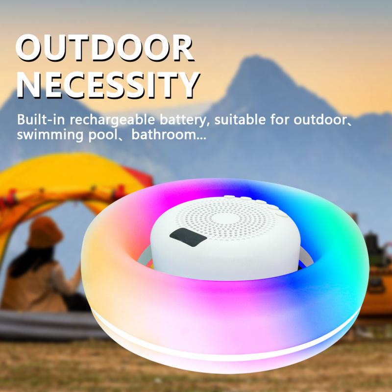 Floatable Waterproof Bluetooth-compatible Speaker, Pool Bathroom Outdoor Universal, Seven Color Lights, 10 Modes, Wireless Hands-Free Calling, Portable Small Sound System