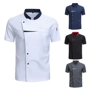 Chef Jacket Men Women Short Sleeve for Hotel Restaurant Kitchen Waiter Baking Bartender Uniforms