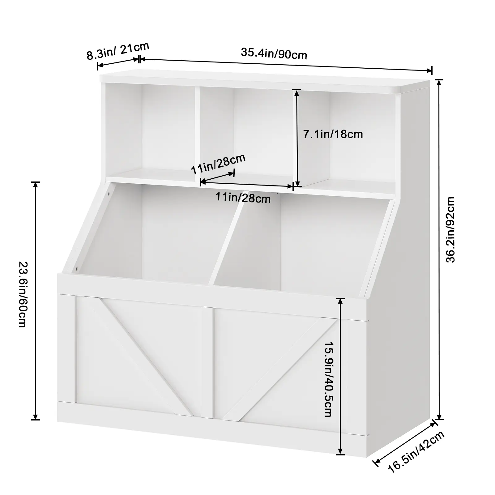 Multi-Use Kids Bookshelf with Large Box Shelves, Safe Stable Toddler Bookcase & Toy Storage Cabinet, Easy Assembly Freestanding Organizer for Bedroom, Playroom, Nursery & Daycare
