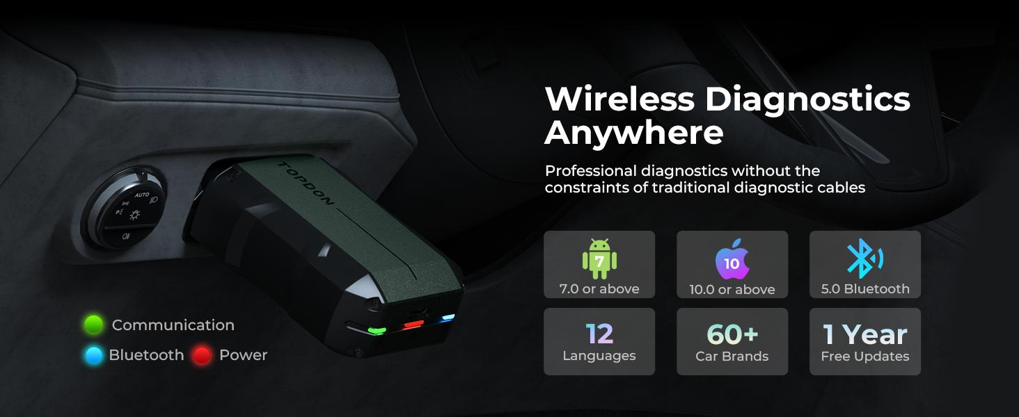 TOPDON TopScan OBD2 Scanner Diagnostic Tool Full System 8+ Popular Functions Bi-directional Control For vehicle