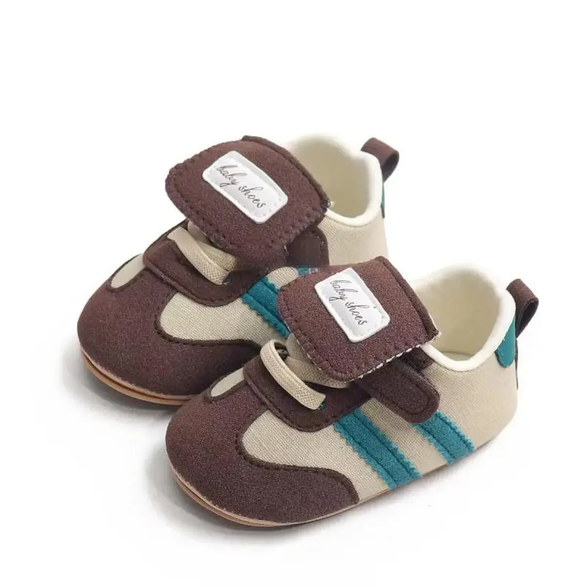 NewBaby Boys or Girls Newborn 12 Months Walk Striped Low-Sneakers Soft Fabric Rubber Sole with Closure Strap Ideal Steps Gradient Color Low Sneakers Core Trainers Light Grey Pink Lace Up Skate Shoes Sparkle High Sneakers