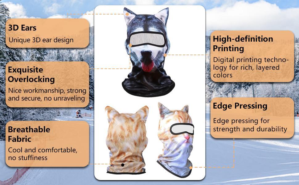3Pcs 3D Cat Balaclava Ski Mask, Funny Shiesty Face Cover with Ears, Windproof Breathable Winter Mask for Skiing Snowboard, Music Festival Rave, Halloween Costume (Yellow) 3Pcs 3D Cat Balaclava Ski Mask, Funny Shiesty Face Cover with Ears, Windproof Breathable Winter Mask for Skiing Snowboard, Music Festival Rave, Halloween Costume (Yellow)