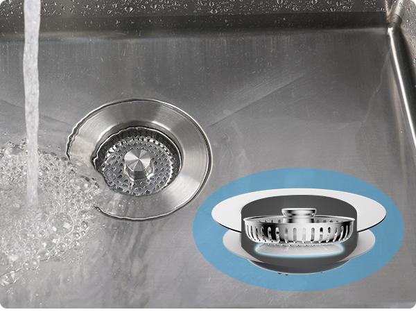 Upgraded 3in1 Kitchen Sink Drain Strainer & Sink Stopper, Stainless Steel Kitchen Drain Plug & Sink Installation Parts with Anti-Clogging Basket, Fit US Standard 3-1/2'' Sink Drain Hole, Silver