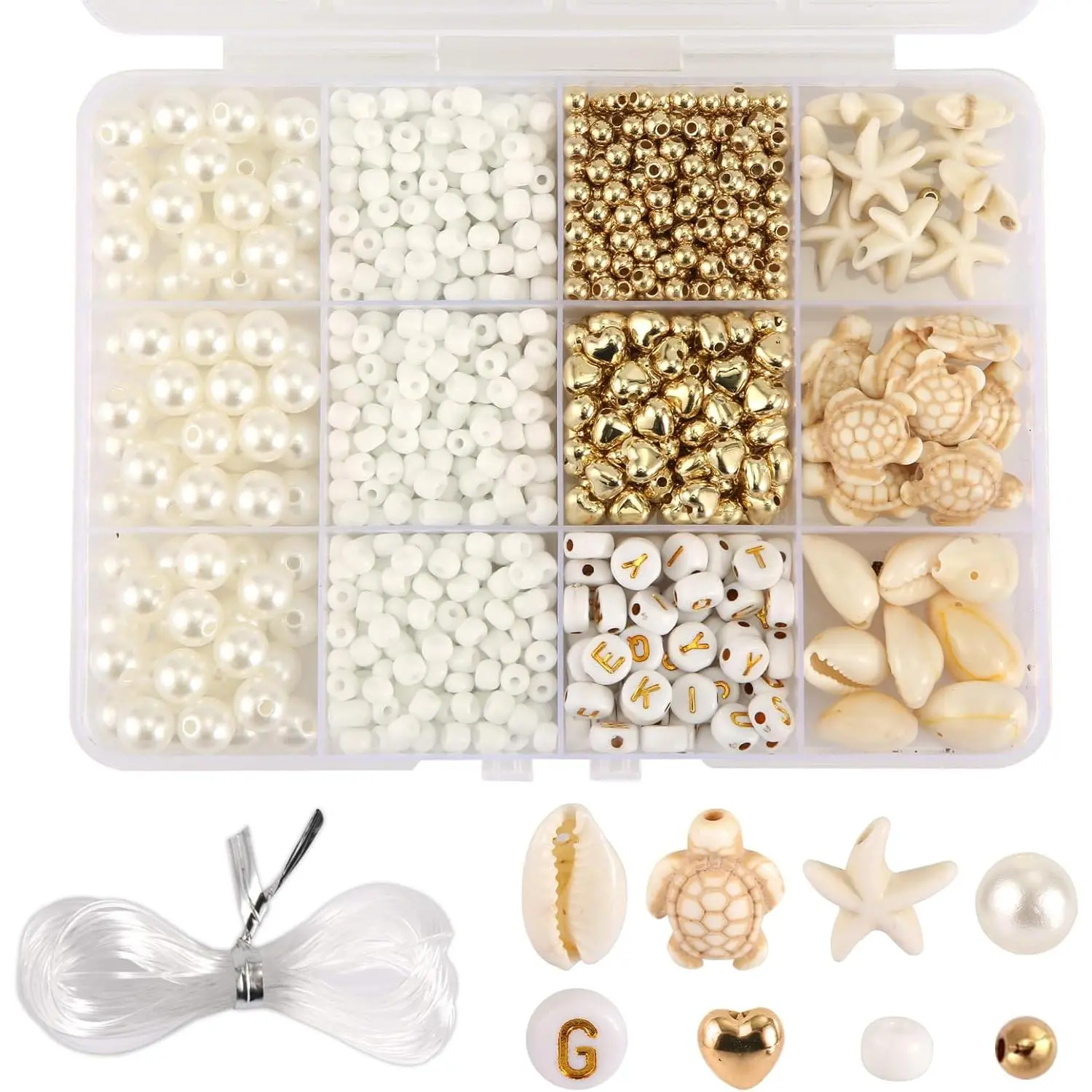 Beach Bracelet Making Kit, Beach Themed Bracelet Making Kit Conch Turtle Letter Heart Shape Beads  Bracelet Making Kit Art Craft Supplies for Women Girls