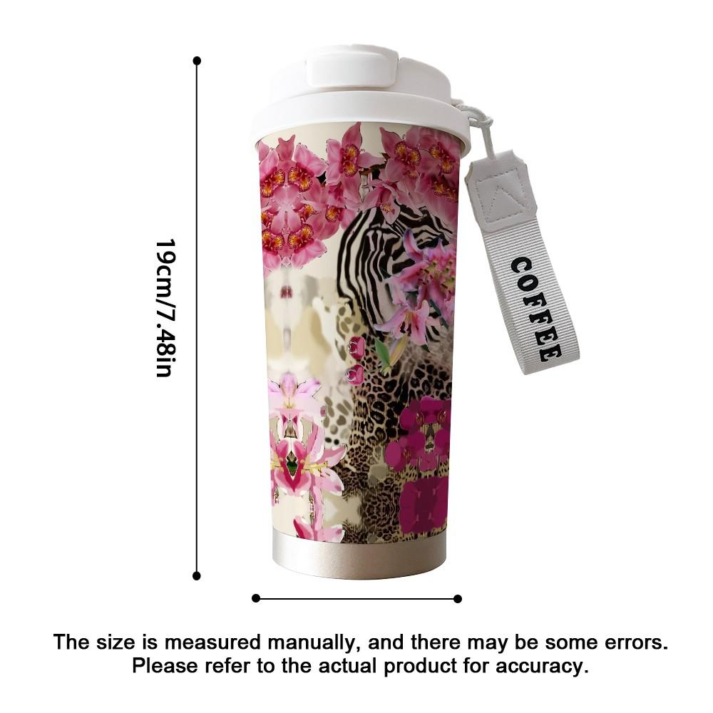 Abstract Leopard Print Coffee Cup, Portable Dual Drink Insulated Tumbler, Keeps Warm/cold, Stylish, Ideal for Office, Travel, Sports, Golf