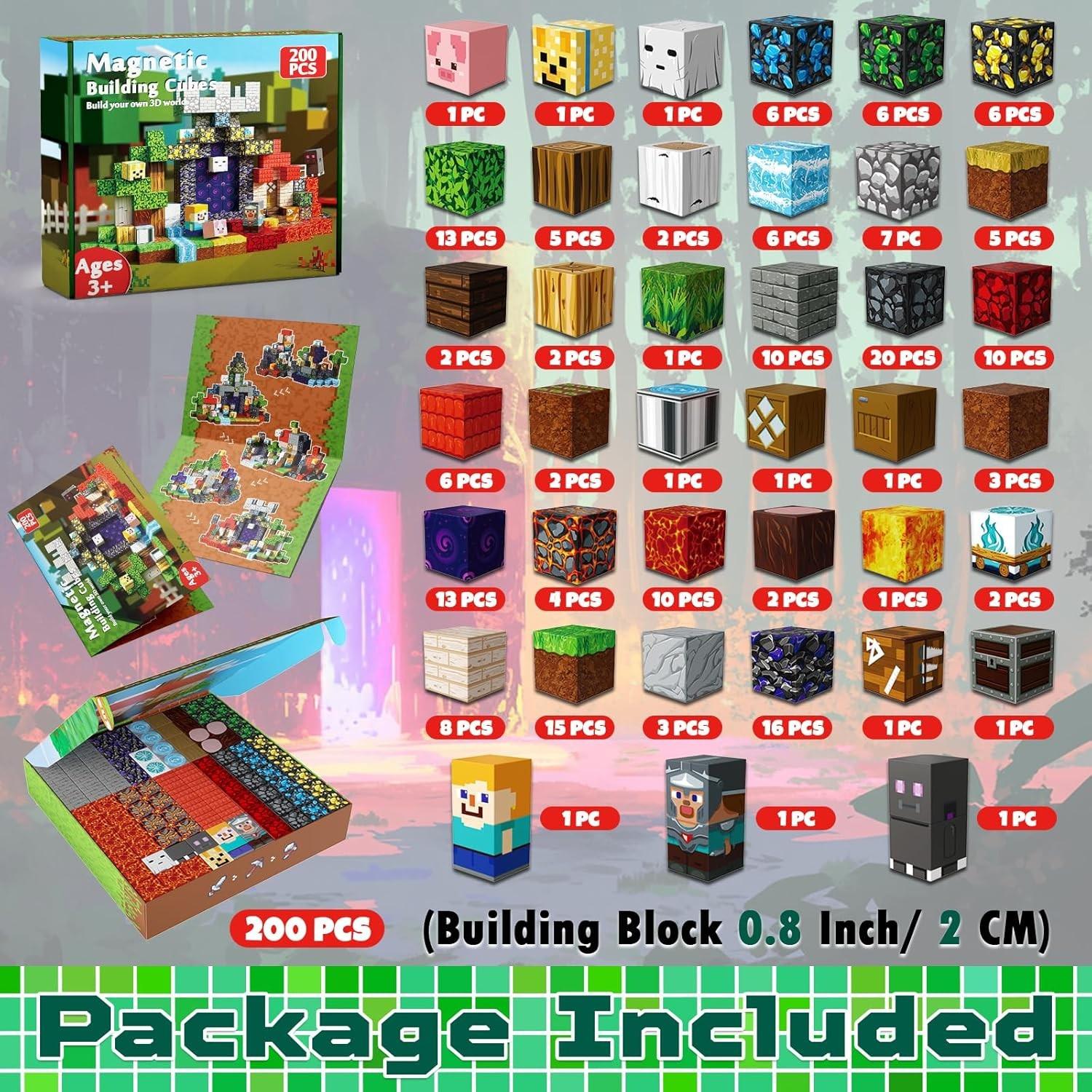 Magnetic Building Blocks 150/200PCS – Magnetic Blocks Set with Tiles & Cubes, STEM Montessori Sensory Toy for Kids Ages 4-8, Creative Educational Construction Gift for Boys & Girls Christmas Birthday