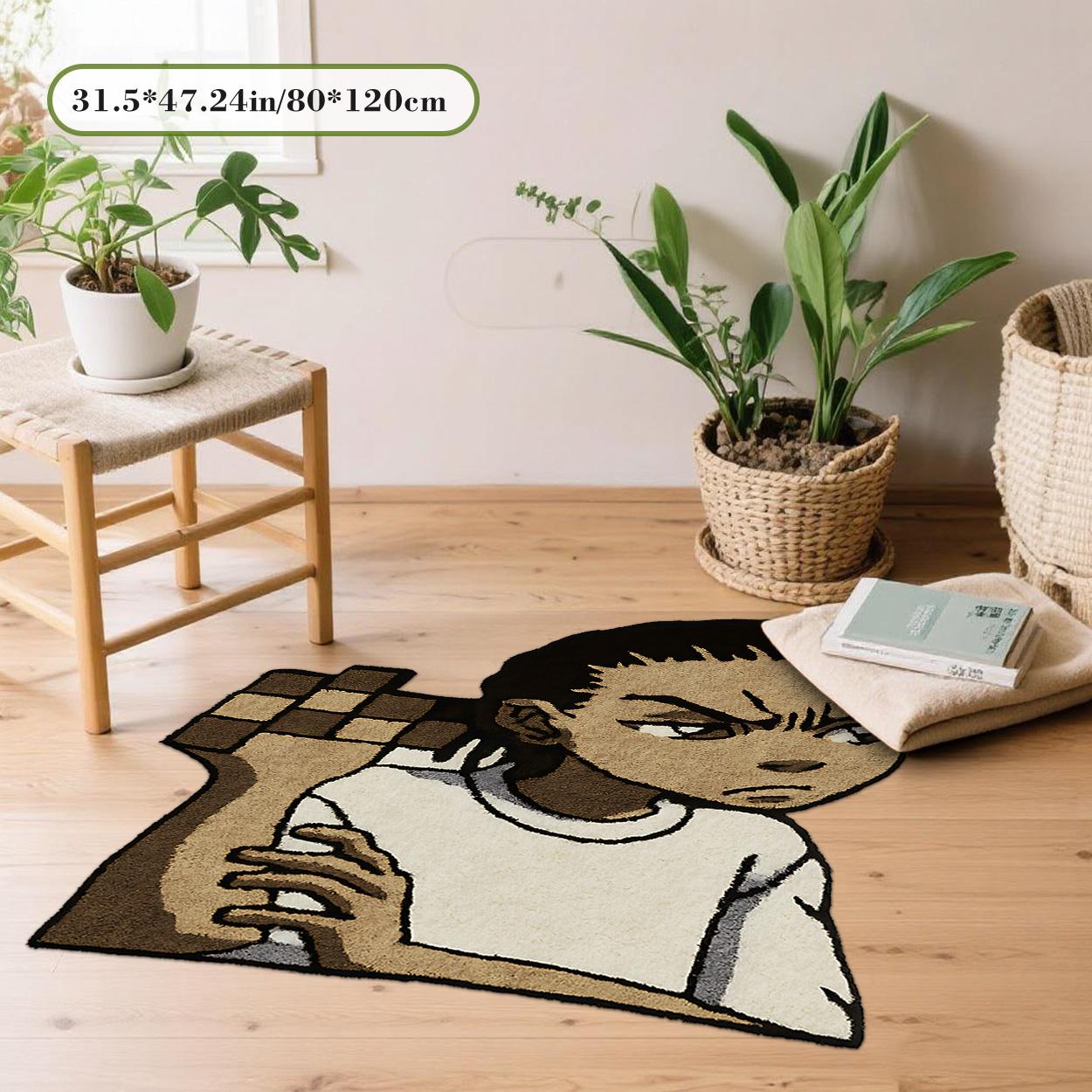 Irregular Printed Rug Velvet soft and comfortable patterned printed carpet, suitable for multiple scenarios, available in various sizes, soft and non-shedding Cartoon Pattern Rug