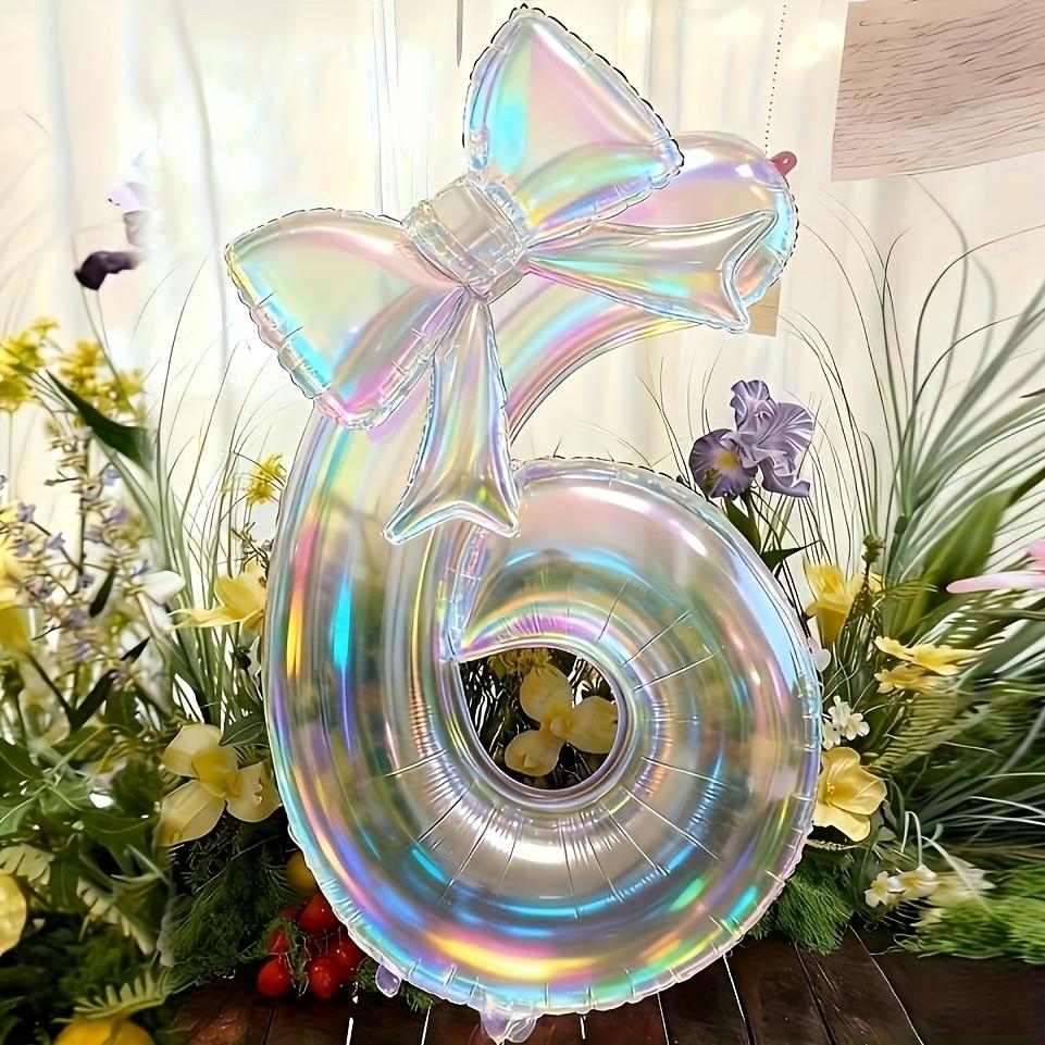 2pcs Large 40 Inch Transparent Rainbow Number Balloons, Party Decor for Graduation, Wedding, Baby Shower, Anniversary, Birthday