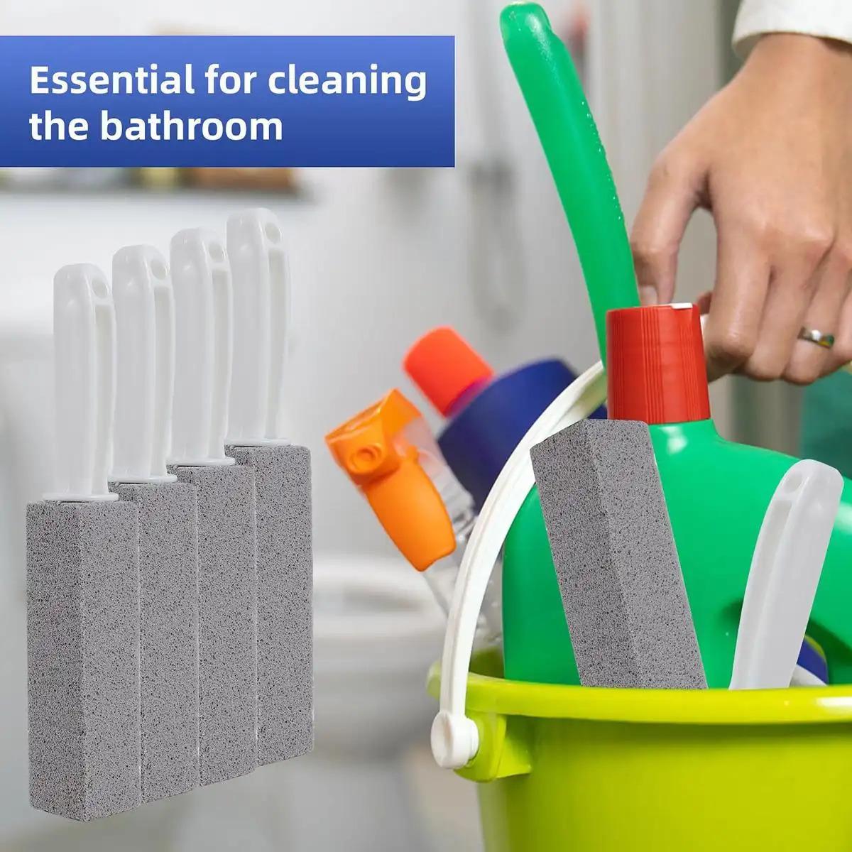 2 Pcs Pumice Toilet Cleaning Brush, Plastic Brush for Toilet Stain & Yellow Scale Removal, Powerful Bathroom Cleaning Brush