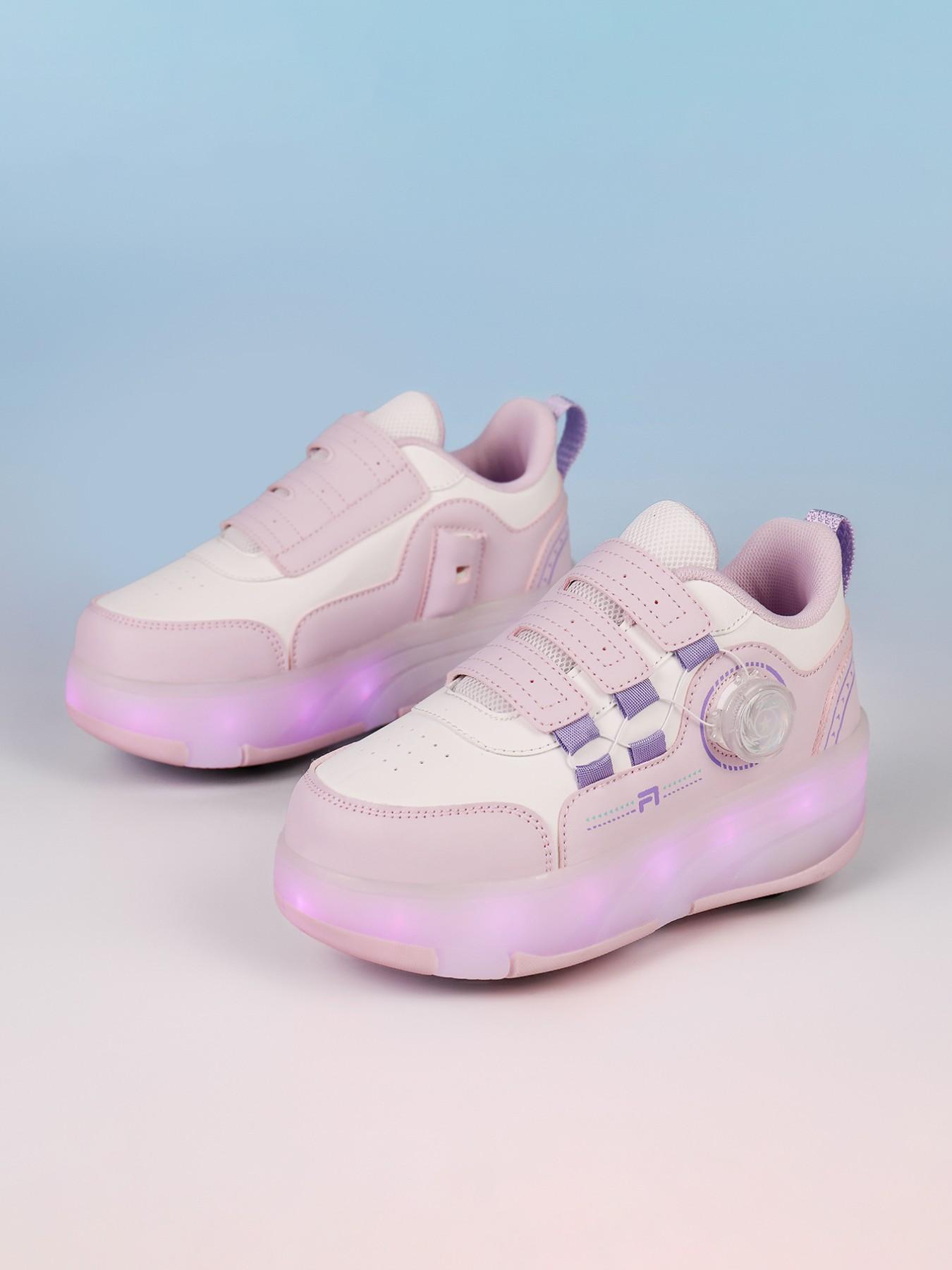 Girls' LED Light-Up Roller Skates, PU Leather Four-Wheel Inline Skates, USB Rechargeable, Detachable Wheels, All-Season Casual Shoes, Shoes With Wheels